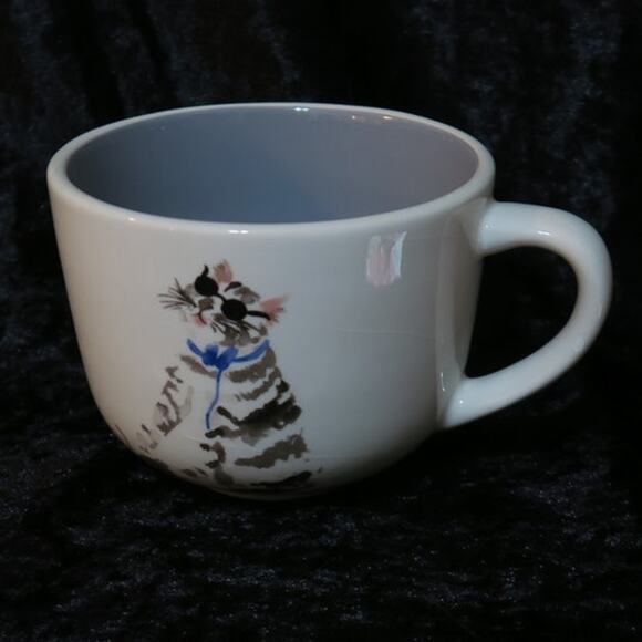RARE Blind Cat Mouse World Market Mug Tabby Kitty CRAZING bottom Vintage Unique - Picture 1 of 11